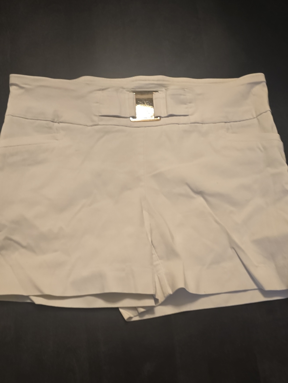 White Women's High-Waist Shorts with Gold Accent